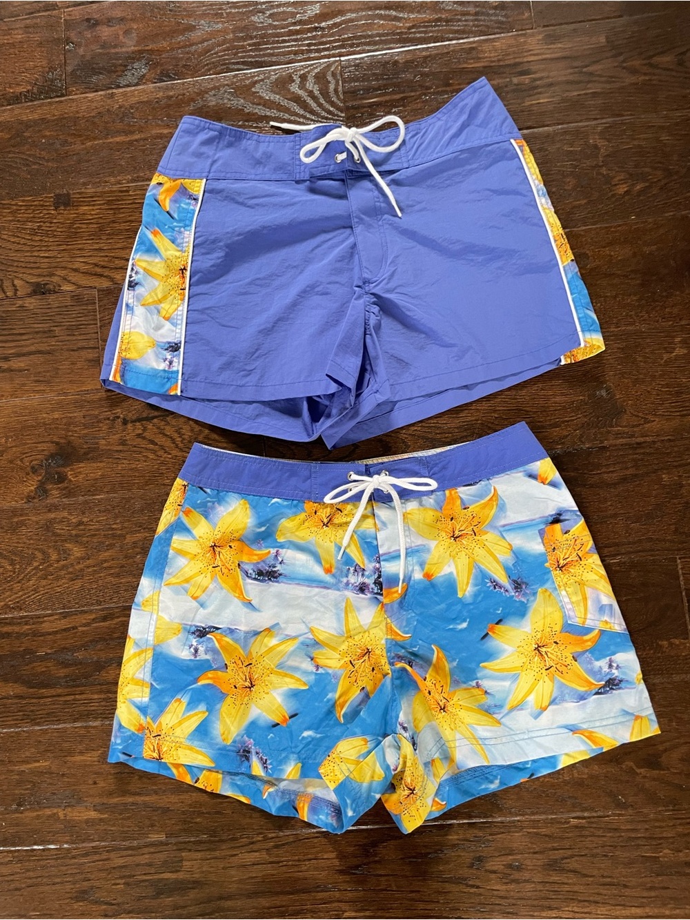 Ladies Blue & Yellow Floral Swim Shorts set of two